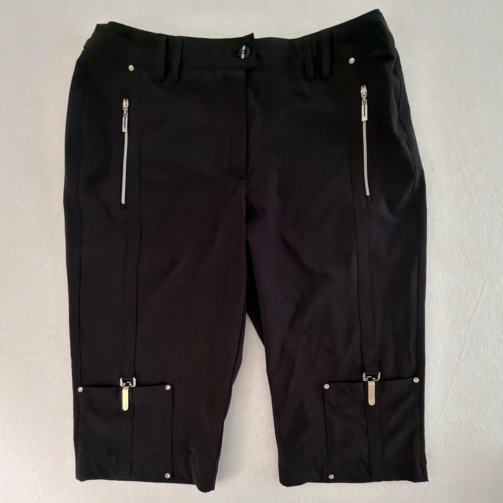 Jamie Sadock Womens Sz 6 multi pocketBlack Pedal Pusher Golf Capris Pants